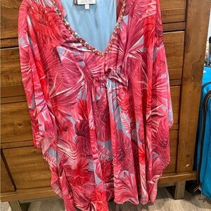 Jennifer Lopez Pink and Red Floral Tunic